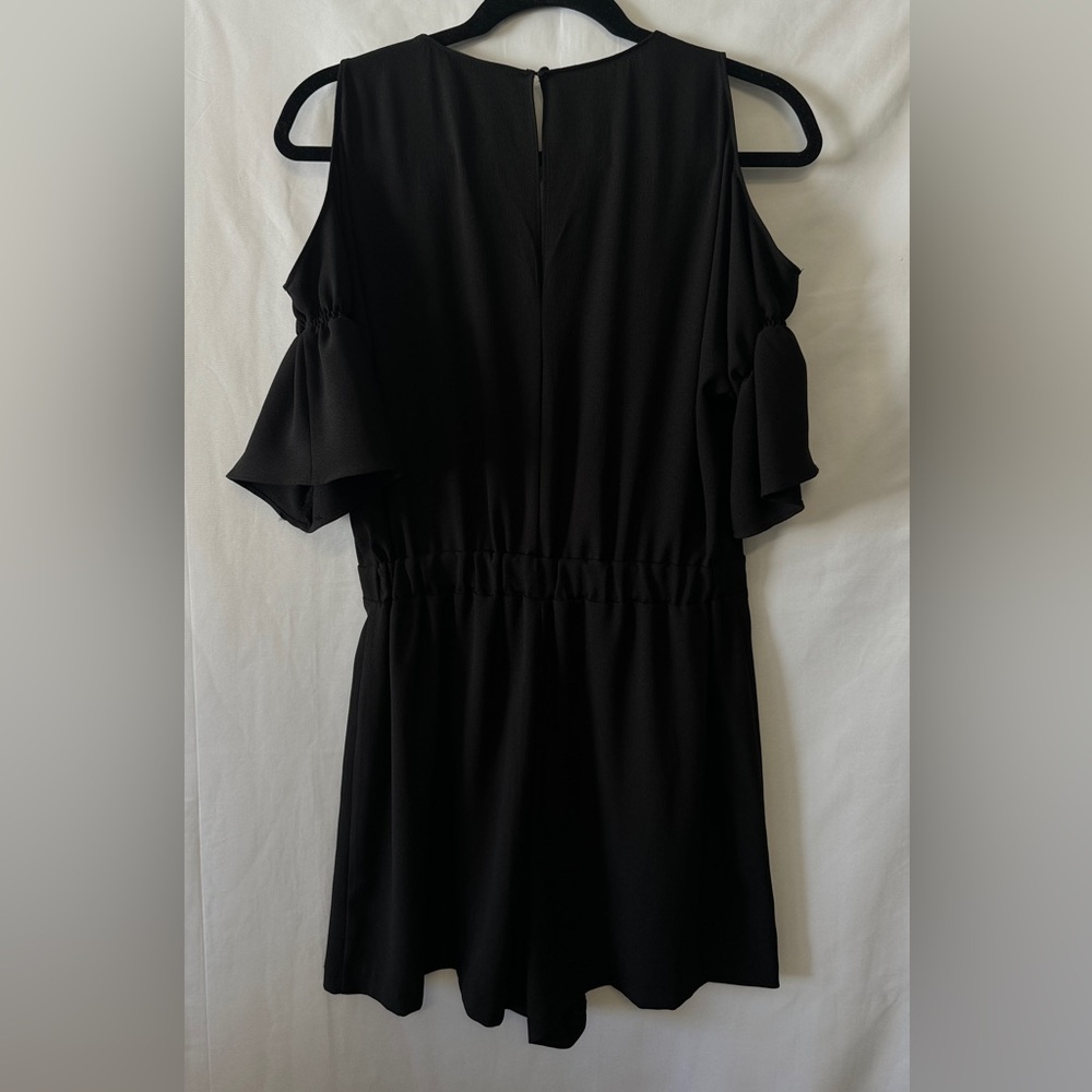 Zara Basic Black Romper With Cold Shoulder Size S… - image 3